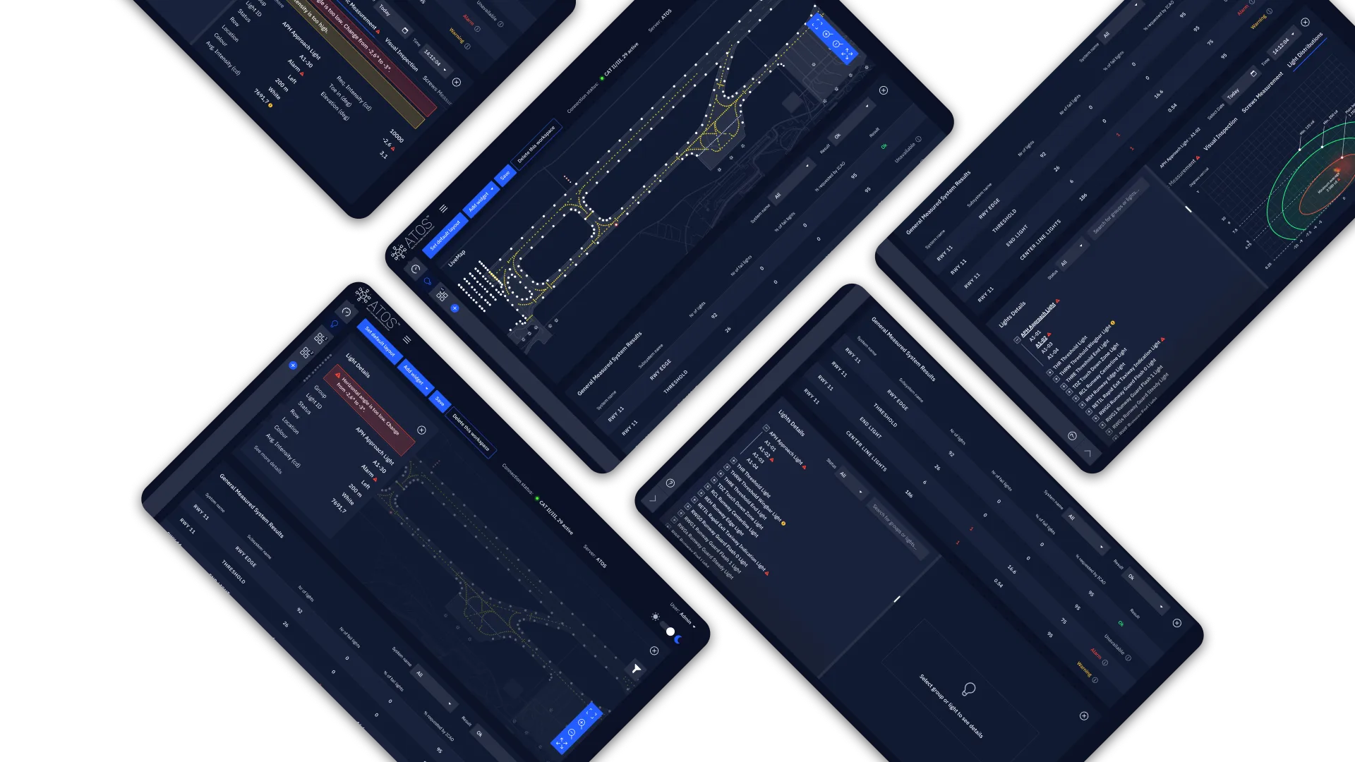 Interfejs systemu kontroli lotniska ATOS na tabletach
